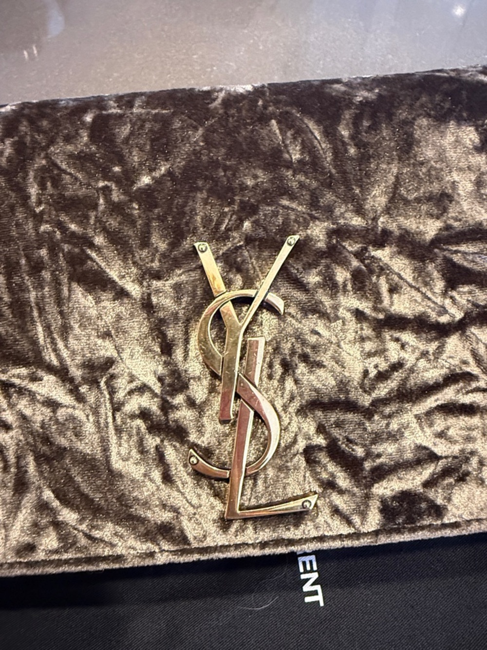 Saint Laurent Kate 99 Velvet YSL Monogram Clutch - Picture 7 of 12